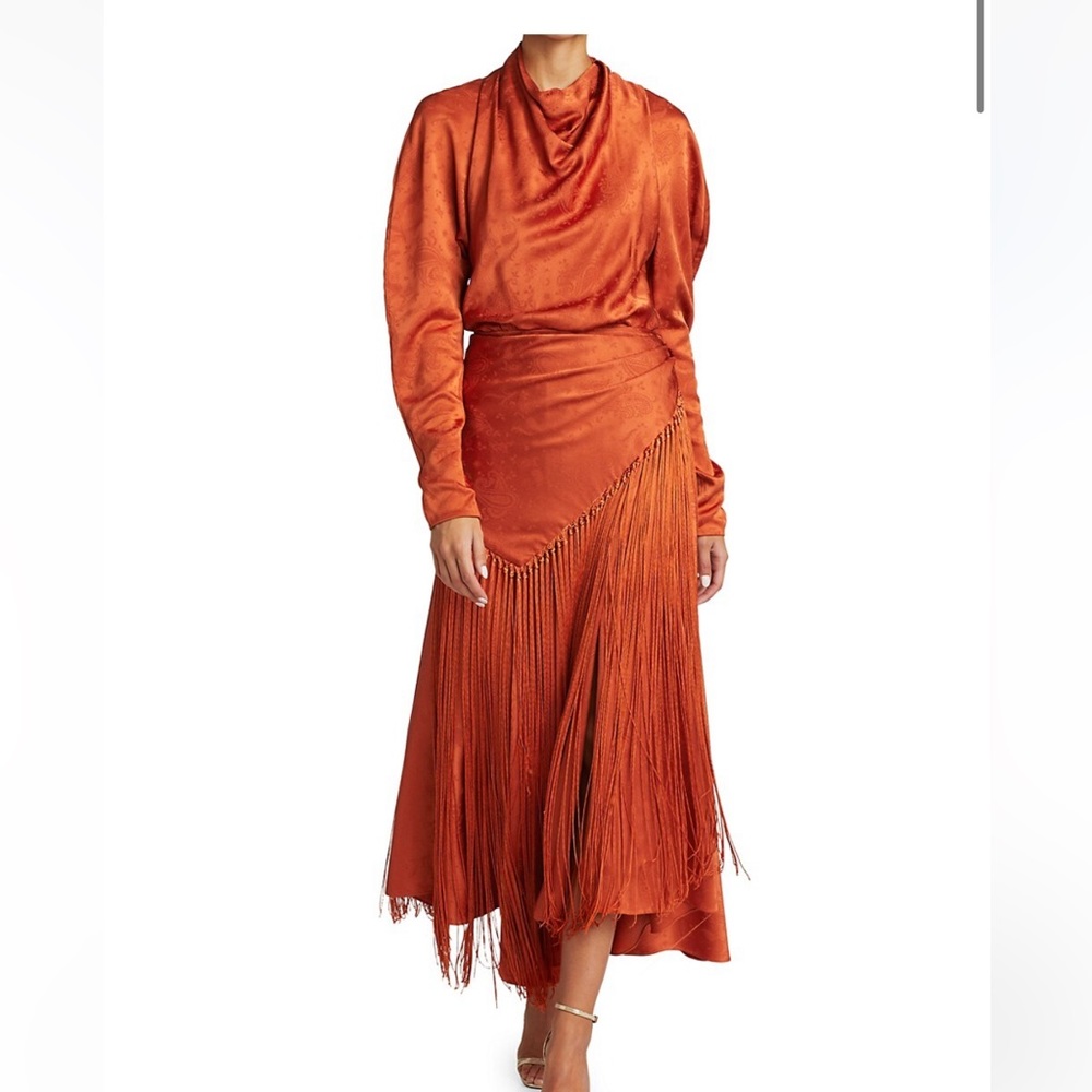 SIMKHAI
Leighton Fringed Paisley Jacquard Dress